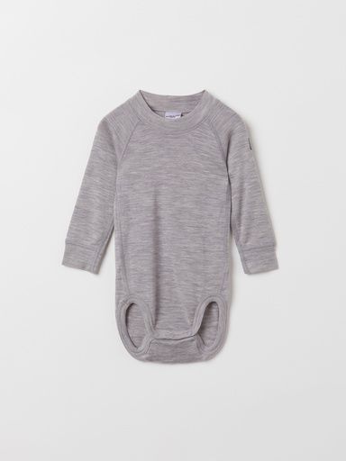 [01-22062.13] Kransen Langarmbody aus Merinowolle (Grau, 86-92)