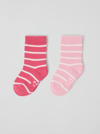 [01-37353.0] 2-Pack gestreifte Kindersocken Bio-Baumwolle (Rosa, 22/24)