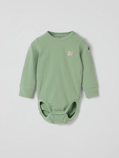 [01-37645.1] Gerippter Baby-Langarmbody mit Elefantenstickerei (56)