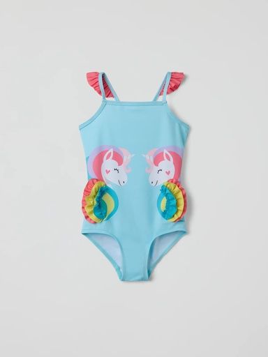 [01-37759.1] Süsses Mädchen-Badekleid mit Einhorn-Print (98/104)