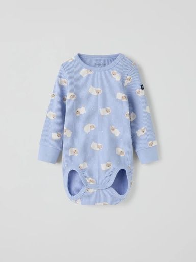 [01-38502.0] Rippsrtick Baby-Langarmbody mit Schäfchen (56)