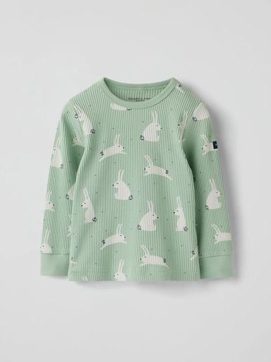 [01-39073.1] Geripptes Baby-Langarmshirt mit Hasenmotiv (74)