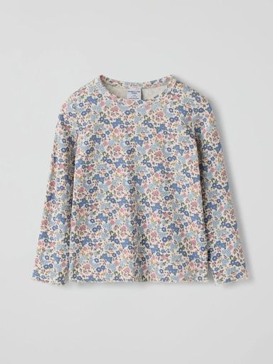 [01-39084.1] Geripptes Mädchen Langarmshirt Blümchen (92)