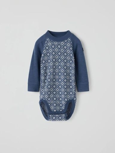 [01-38541.4] Merino-Langarm-Body mit Jacquardmuster (Blau, 50/56)