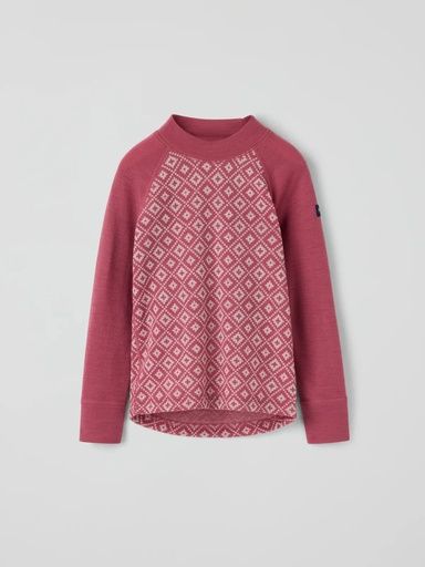 [01-38542.0] Merino Kinder-Langarmshirt mit Jacquardmuster (Himbeer, 134/140)
