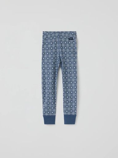 [01-38543.10] Lange Merino-Kinderunterhose mit Jacquardmuster (Blau, 50/56)